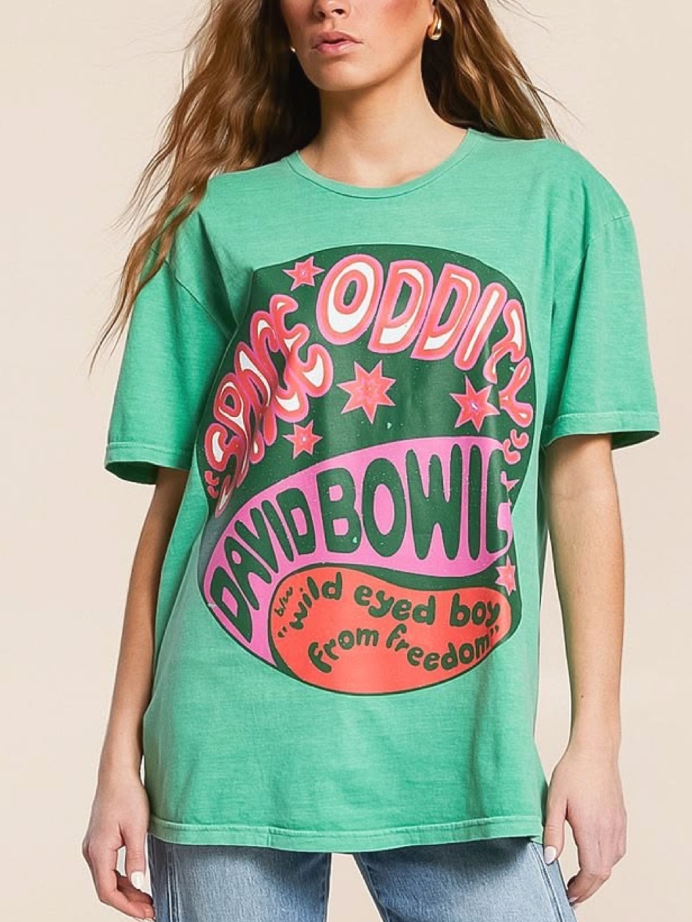 S/MDavid Bowie Graphic Tee - Green